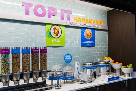 重新設計的早餐擁有自助式免費“Top It”早餐櫃檯，擺放有30種貼心、可口的配料，賓客可打造獨有的健康早餐或盛宴。（照片：美國商業資訊）
