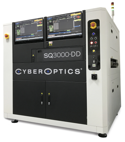 在华南国际电子生产设备暨微电子工业展期间，CyberOptics Corporation将在1J45展位上推出搭载两个多次反射抑制(MRS)传感器的新型SQ3000-DD 3D自动光学检测(AOI)系统。（照片：CyberOptics Corporation) 