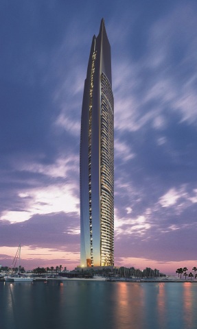 The iconic and imposing DAMAC Heights in Dubai Marina (Photo: Business Wire)