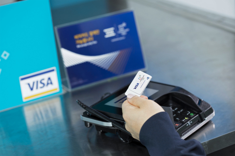 奥运会和残奥会独家支付技术合作伙伴Visa今天推出三款商用可穿戴支付设备：支持NFC支付的手套、纪念贴纸和奥运别针。图为：支持Visa支付的纪念贴纸。（照片：美国商业资讯）

