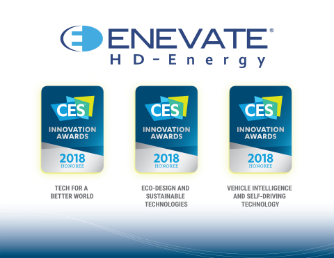 Enevate’s HD-Energy Technology for Electric Vehicles recognized for three Consumer Electronics Show 2018 awards (Graphic: Business Wire)