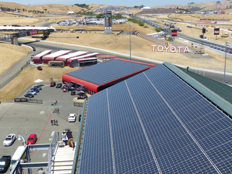 Panasonic has helped Sonoma Raceway reduce its environmental impact by installing a Solar Power Generating System that supplies approximately 40% of the circuit's power needs. (Photo: Business Wire)
