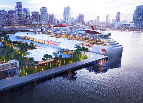 Virgin Voyages宣布，迈阿密港新的“棕榈林”基地码头计划于2021年落成。（照片：美国商业资讯）