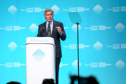 The greatest moral crisis of our time. Actor and climate change activist Harrison Ford tells high-level delegates at the World Government Summit in Dubai that the planet will be irreparably damaged in just 10 years if we don’t act now. (Photo: AETOSWire)