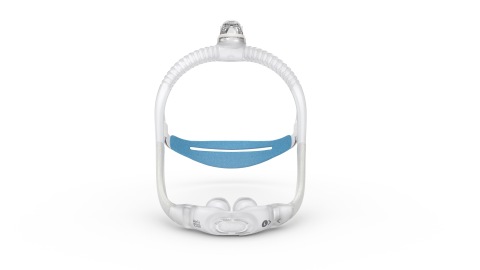 AirFit P30i鼻枕式上翘管CPAP面罩正面图(照片:美国商业资讯)
