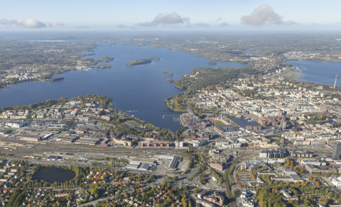 An international ideas competition started off on 15 May 2019 in Viinikanlahti, a highly exciting area close to Tampere city centre. Photo by: Lentokuva Vallas.