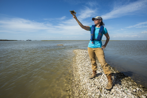 Julie Sullivan, coastal restoration project manager for the Nature Conservancy. © Jerod Foster for The Nature Conservancy.