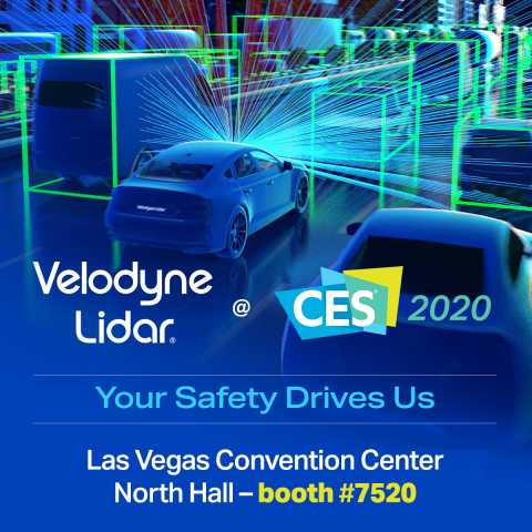 Velodyne Lidar, Inc.将于CES 2020期间在拉斯维加斯会议中心北展厅7520号展位上展示其功能强大的智能激光雷达传感器技术。（照片：Velodyne Lidar）