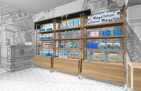店鋪內部繪有東京頗受歡迎的觀光景點的素描(照片:美國商業資訊)