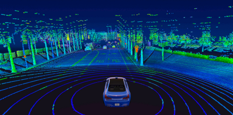 Velodyne Lidar技术提供实时3D视觉，使自动驾驶系统能够看清周围环境。Velodyne Alpha Prime™传感器可满足汽车和机器人出租车公司、高级驾驶辅助系统(ADAS)、移动地图绘制、机器人、安防等需求。（图示：Velodyne Lidar, Inc.）