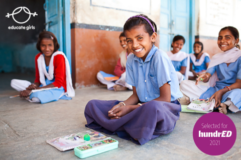 Girls studying in a remote classroom in rural India, with the help of remedial learning curriculum of Educate Girls (Photo: Business Wire)