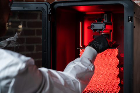 Origin One leverages unique P3 technology that precisely orchestrates light, temperature, and other conditions, optimizing prints in real-time for the best possible results. (Photo: Business Wire)