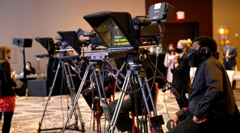 Equipment setup during Hilton Worldwide Sales event at Hilton McLean Tysons Corner. (Photo: Business Wire)