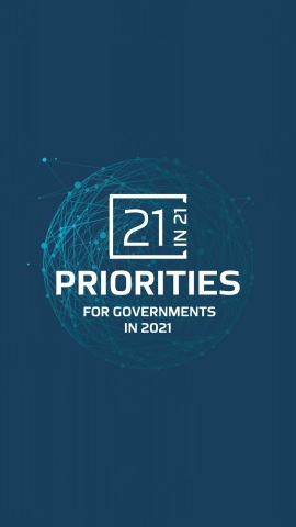 题为《2021年21项政府重点工作》的世界政府峰会组织最新报告确定了疫后复苏的五个重点领域（照片：AETOSWire）