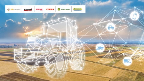 DataConnect是凱斯新荷蘭工業、約翰迪爾、CLAAS和365FarmNet之間的合作專案，使農場能夠透過其所選的單一數位平臺來查看其所有機器的情況。圖片：DataConnect品牌 