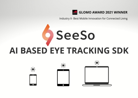 VisualCamp, an eye tracking software company, won the Best Mobile Innovation for Connected Living at the Global Mobile (GLOMO) Awards at MWC Barcelona 2021. GSMA judges recognized that SeeSo unlocks new possibilities in accessibility and usability across mobile platforms with eye tracking software. The SeeSo is an AI based eye tracking SDK which runs through virtually any device’s front-facing camera or webcam. The SDK could be downloaded anywhere in the world from its SaaS web platform (seeso.io) to innovate the mobile web and app industry. (Graphic: Business Wire)