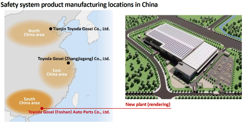 Safety system product manufacturing locations in China (Graphic: Business Wire)