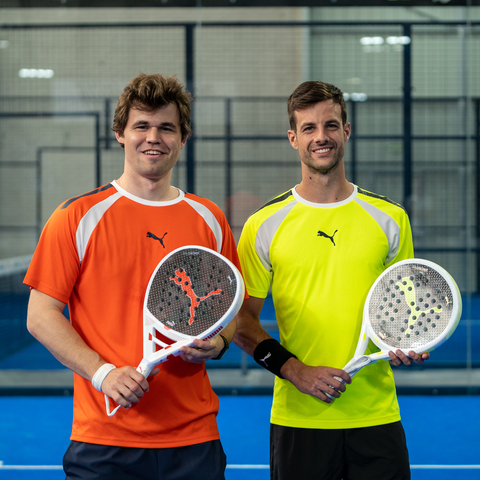 Professional Padel Player Jerónimo “Momo” González and World Chess Champion Magnus Carlsen challenge themselves by entering each other’s worlds. (Photo: Business Wire)