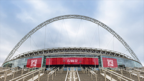 Budweiser's QR code at Wembley Stadium where Sterling grew up nearby (Photo: Business Wire)