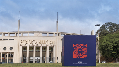 Budweiser's QR code at Pacamebu Stadium where Neymar Jr. played his first professional game (Photo: Business Wire)