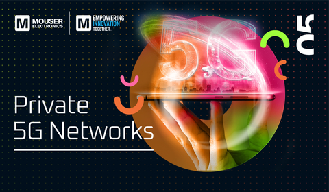 The fifth installment of Mouser's 2022 Empowering Innovation Together program explores the potential of private 5G networks and includes a new episode of The Tech Between Us podcast. (Graphic: Business Wire)