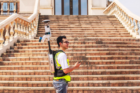 GreenValley International's LiBackpack DGC50 mobile backpack 3D mapping system equipped with Velodyne Lidar's Puck lidar sensors. Photo credit: GreenValley International