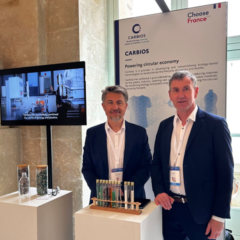 執行長Emmanuel Ladent和科學長Alain Marty代表Carbios參加由愛麗舍宮主辦的第六屆Choose France高峰會（照片：Carbios）