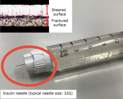 裸管焊接部分和材料切割面的稳定性，即使在拉薄时也不会断裂：断裂面和剪切面之间的比例达成一致，便于医疗器械制造商进行焊接。在整个卷材长度（0.2毫米：约4000米）内，端面特性相同。（图示：美国商业资讯） 