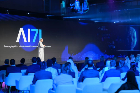 先進技術研究委員會秘書長Faisal Al Bannai閣下發言介紹新成立的人工智慧公司「AI71」。（照片來源：AETOSWire） 