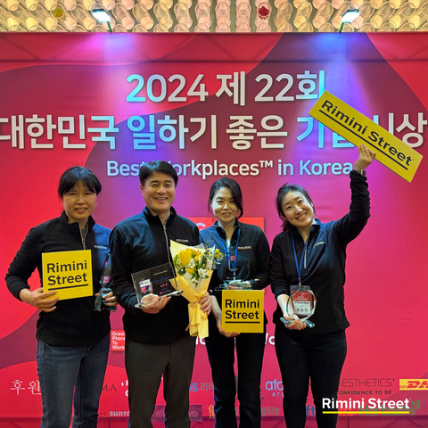 Rimini Street韓國分公司榮獲Best Workplaces™全國第8名，同時獲得「Best Workplaces™ for Parents」和「Most Respected CEO」獎項(照片：美國商業資訊)