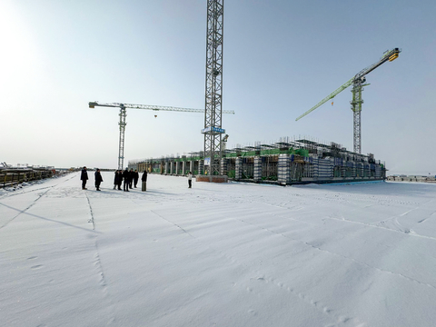 A second EVx system in Zhangye City, Gansu Province, started in Q2 2023 has completed foundation work and initial four floors of construction above ground (Photo: Business Wire)