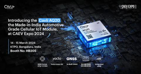 Cavli AQ20完全在印度設計、開發和生產，旨在以其可承受極端執行條件的通用效能為互聯出行產業提供強大動力（圖片：美國商業資訊） 