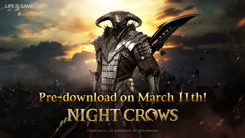 Wemade 全球版《NIGHT CROWS》將於 3 月 11 日開放預先下載 (圖片：Wemade) 