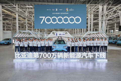 BYD第700萬輛新能源汽車下線（照片：美國商業資訊）