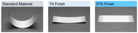 Conventional TA (Tension Annealing) finish has been highly evaluated as a stainless spring material with excellent flatness, low residual stress, and dimensional stability after processing. STA finish, which is a further evolution of this finish, minimizes residual stress and is optimized for etching processing.