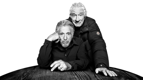 Al Pacino and Robert De Niro star in Moncler’s Warmer Together campaign. Courtesy of Moncler.