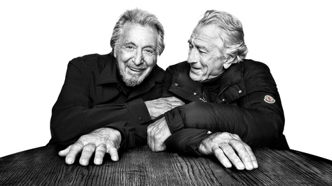 Al Pacino and Robert De Niro star in Moncler’s Warmer Together campaign. Courtesy of Moncler.