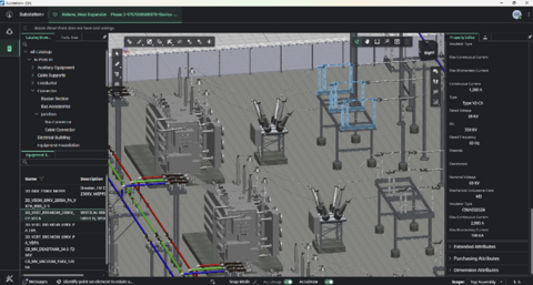Bentley 的 OpenUtilities Substation+ 是一款将数字孪生技术与人工智能功能引入到变电站设计中的全新应用程序。(图片由 Bentley Systems 提供)