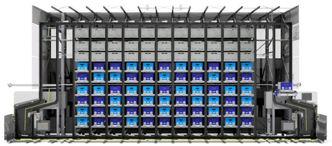 Peltier Totes储藏袋（浅蓝色和深蓝色）在多温度配置中与标准的OPEX储藏袋整合到这一16英寸高的Perfect Pick HD中。