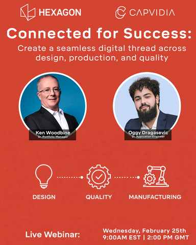 连接设计与检验——无需返工。Capvidia与Hexagon携手演示如何通过MBD+QIF技术在PC-DMIS中构建真正的数字主线，实现更快速、可追溯且更精准的检测。