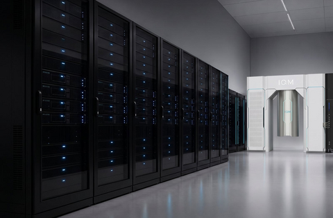 IQM Radiance quantum computer (right) co-located with classical HPC infrastructure (left) in a data center environment.