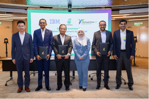 Tridiagonal.ai（T.AI）、PETRONAS Carigali 和 IBM Malaysia 的管理层代表共同出席第三阶段 TriCipta AI 联合开发协议签约仪式。