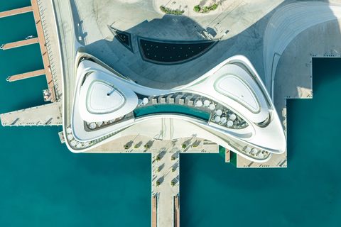 Aerial view of AMAALA Yacht Club at AMAALA Marina Village.

