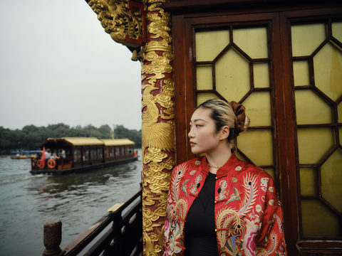Li Meng, Chinese basketball star on West Lake, Hangzhou for Project B

