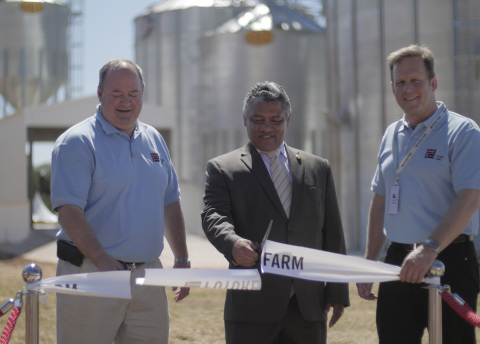 Photo: Tom Welke, Senior Vice President, Global Grain and Protein, GSI; Honorable Given Lubinda MP, Agriculture and Livestock Minister, Zambia; Rob Smith, Senior Vice President, General Manager, Europe, Africa and Middle East at opening ceremony of AGCO’s Future Farm and Learning Center near Lusaka, Zambia. (left to right) (Photo: AGCO)