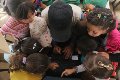 SES And SOLARKIOSK Bring Power and Internet to an Education Centre in a Jordanian Refugee Camp (Photo: Business Wire) 