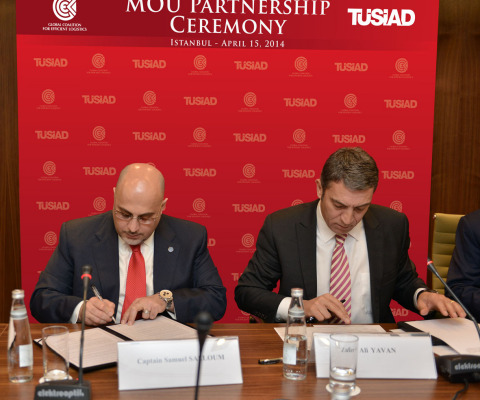 GCEL's Co-Chairman Captain Salloum and Mr. Zafer Yavan, TÜSİAD Secretary-General, sign MOU to empower Digital Economy in Turkey (Photo: Business Wire)
