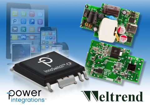 Power Integrations 和偉詮電子宣布推出智慧型行動裝置適用的 18 W USB PD 快速充電器參考設計 (照片：美國商業資訊) 
