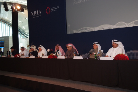 Members of the New Doha International Airport Steering Committee participate on panel at press conference at Hamad International Airport, Doha (Photo: Business Wire)
