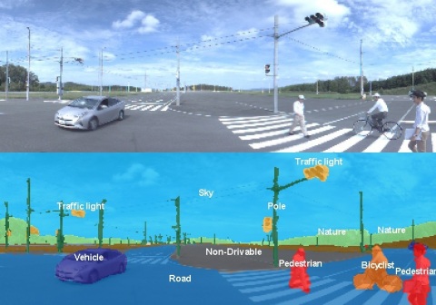 Concept of image recognition using DNN-IP Upper: Actual traffic situation Lower: Identified objects using DNN-IP (Graphic: Business Wire)